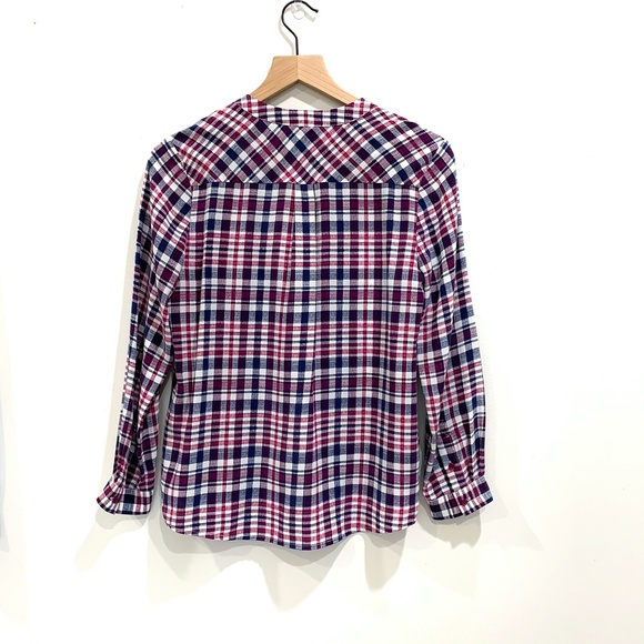 Joie Iloani Silk Plaid Utility Button Down Blouse - Picture 8 of 8